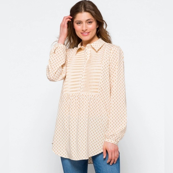 NYDJ Tops - NYDJ Pleated Tunic Top Maison Geo Size Large